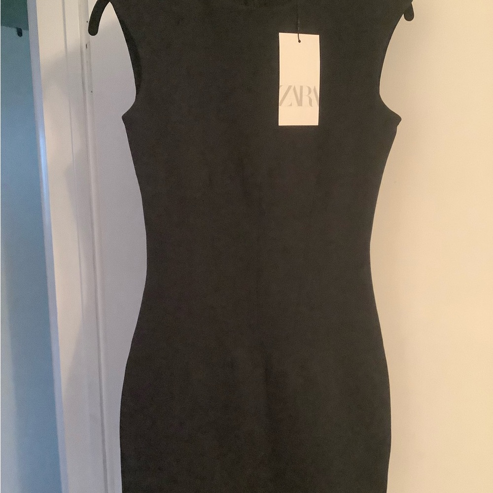 ZARA Black Sleeveless Midi Bodycon Dress